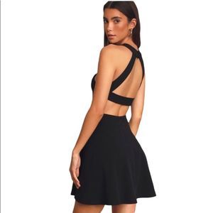 Lulus Keep Coming Back Black Backless Skater Dress